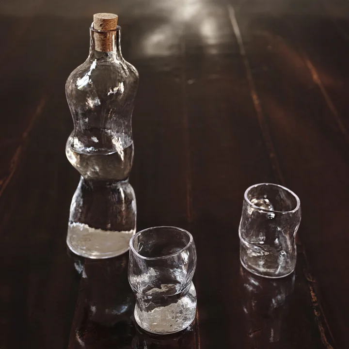 Ferm Living - Dimple Carafe et verre à boire, clair