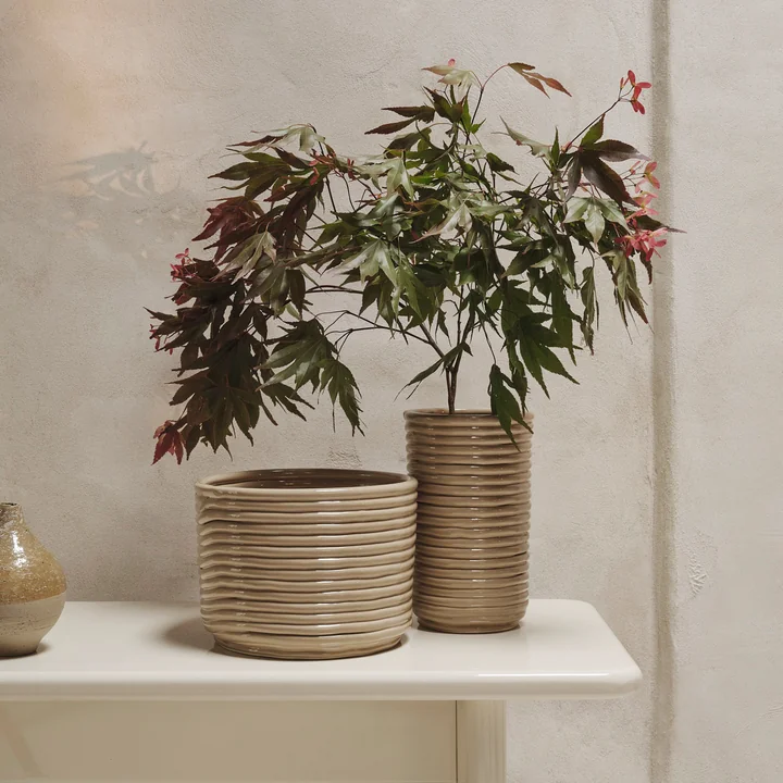 Ferm Living - Corduroy Pot de fleurs et vase, cashmere