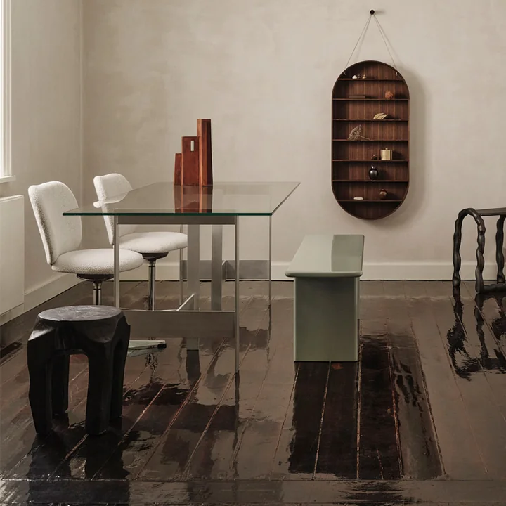 Ferm Living - Lager Table de salle à manger, 200 x 90 cm, verre / aluminium