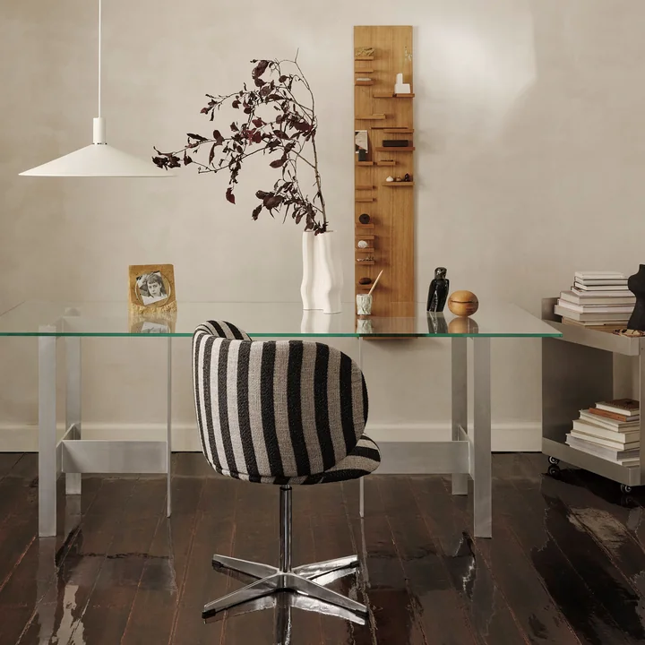 Ferm Living - Lager Table de salle à manger, 200 x 90 cm, verre / aluminium