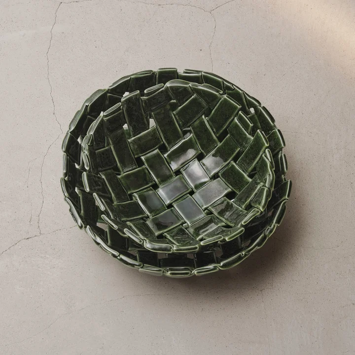Ferm Living - Plait Bols, vert émeraude