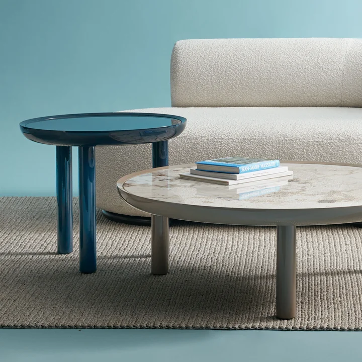 Kartell - K-Top Table d'appoint, H 50 cm / Ø 60 cm, miroir fumé / bleu