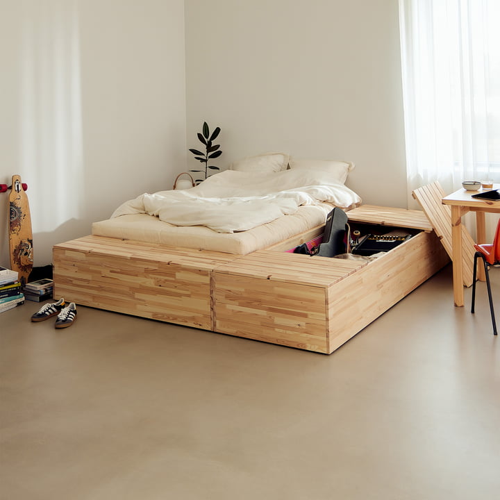 Karup Design - Basement Lit, pin clair incl. banquette de rangement