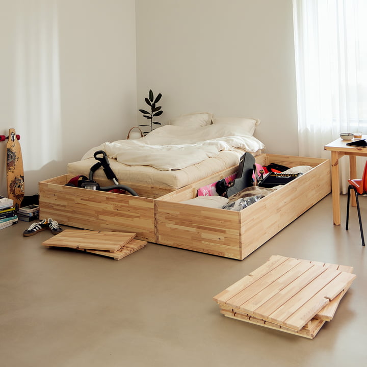 Karup Design - Basement Lit, pin clair incl. banquette de rangement