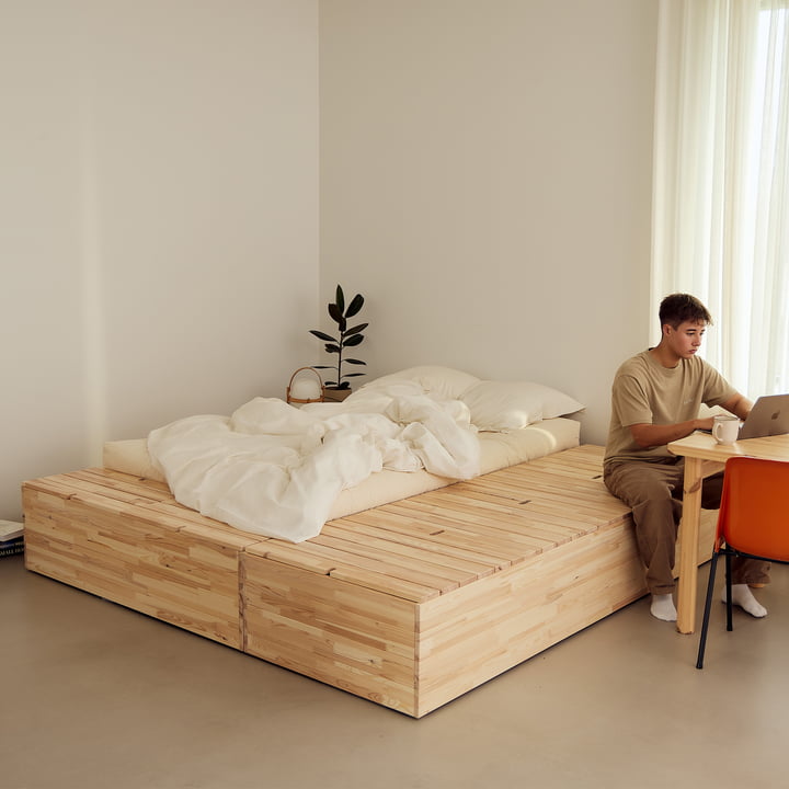Karup Design - Basement Lit, pin clair incl. banquette de rangement