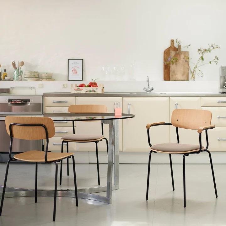 FDB Møbler - J182 Holmen fauteuil, noir / chêne / taupe (Grain 61230)