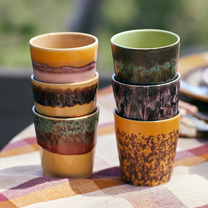 HKliving - 70's Tasse à café, 230 ml, valley (set de 6)