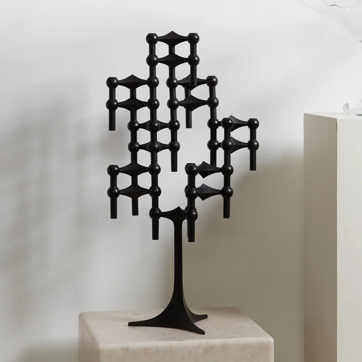 Stoff Nagel - Bougeoir, H 23 cm, chrome