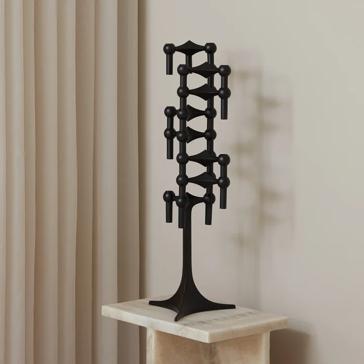 Stoff Nagel - Bougeoir, H 23 cm, chrome