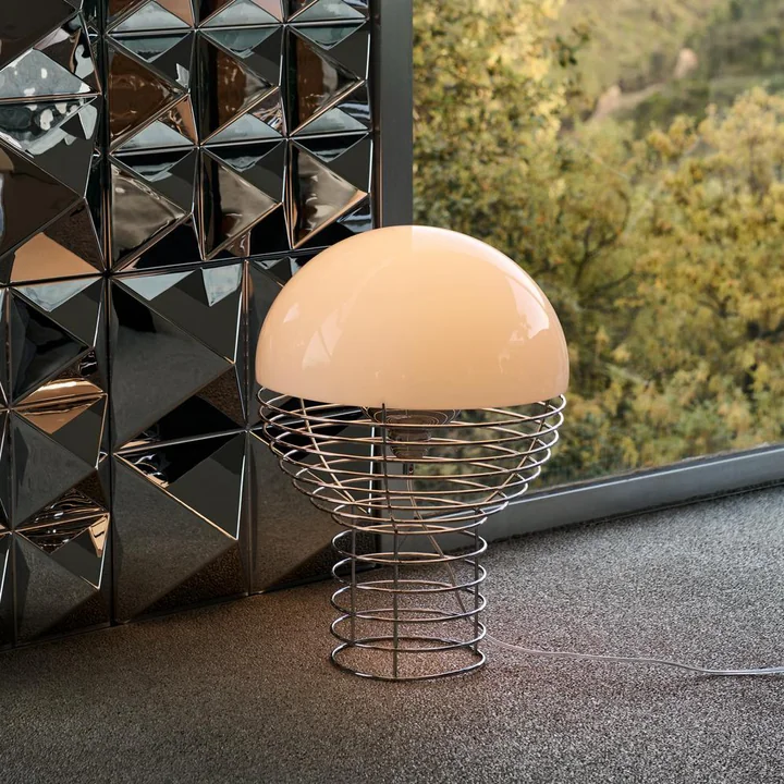 Verpan - Wire Lampe de table Ø 40 cm, chrome / blanc