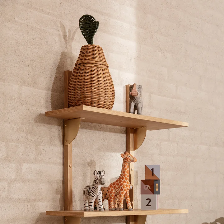 Ferm Living - Panier de rangement en forme de poire, naturel / vert