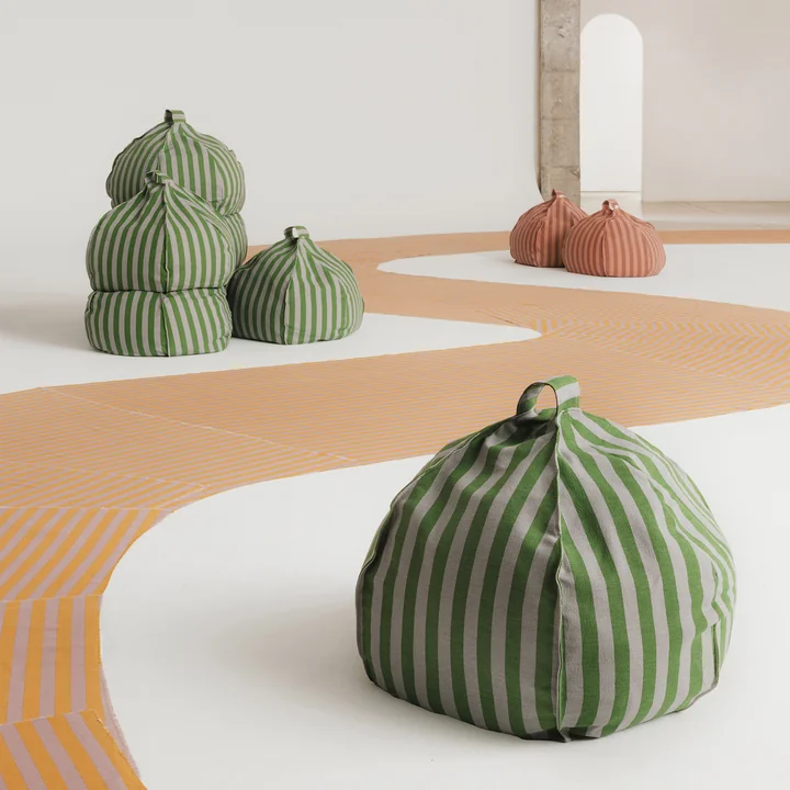 Nobodinoz - Vibes Pouf rond, Ø 70 x H 30 cm, vert / bleu