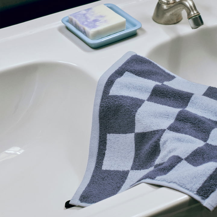 Hay - Check Gant de toilette, 30 x 30 cm, steel blue
