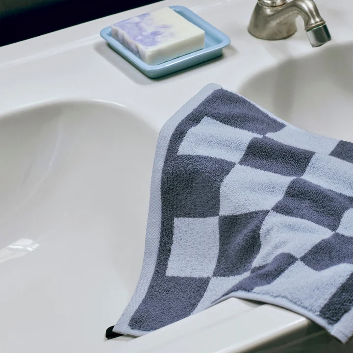 HAY - Check Gant de toilette, 30 x 30 cm, steel blue