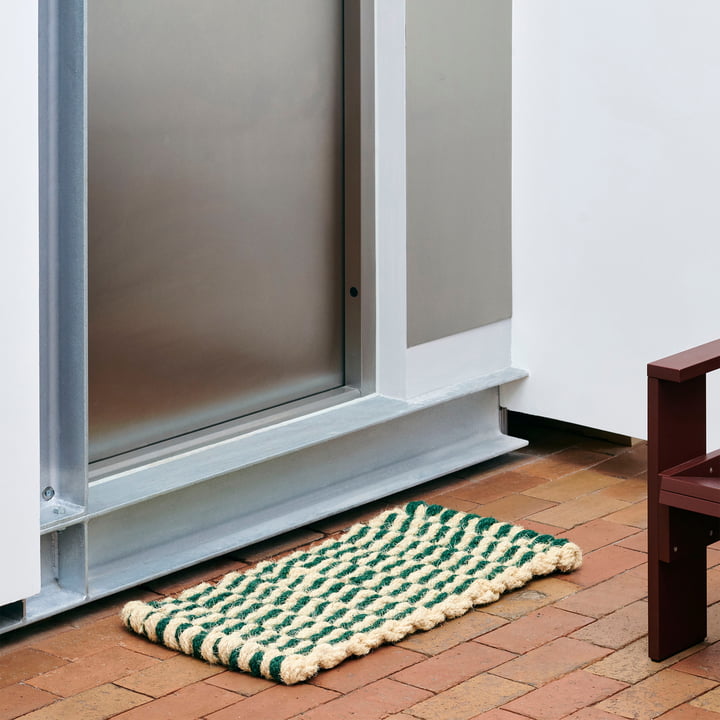 HAY - Coco Paillasson, stripe wave, vert foncé / blanc