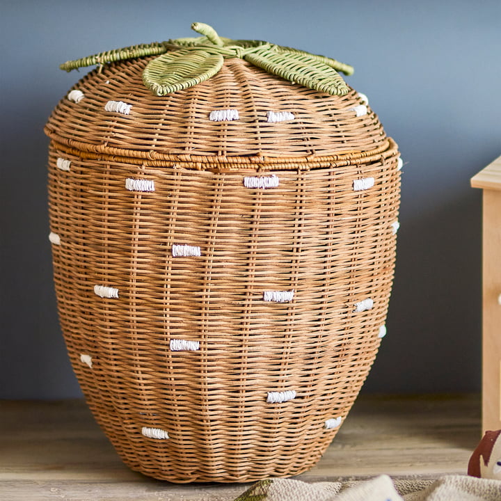 Bloomingville Mini - Pelino Corbeille de rangement, Ø 30 x 40 cm, rotin