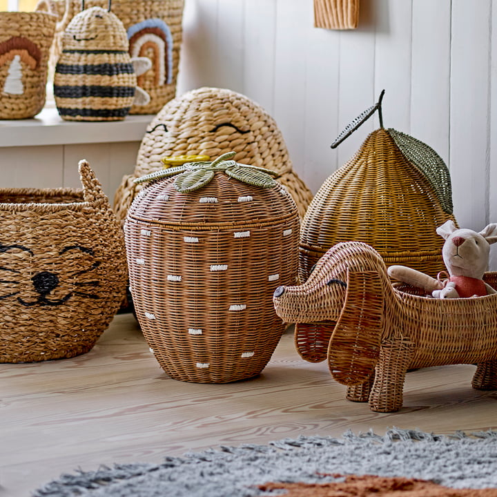 Bloomingville Mini - Pelino Corbeille de rangement, Ø 30 x 40 cm, rotin