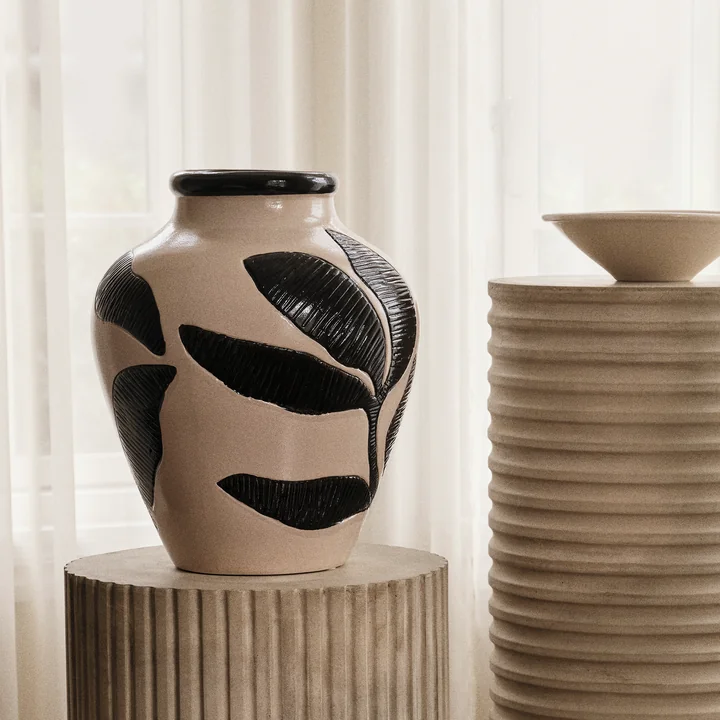 Broste Copenhagen - Herbert Vase, noir / rainy day grey