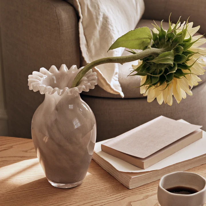 Broste Copenhagen - Jasmin Vase Ø 14,5 x 23 cm, taupe warm grey