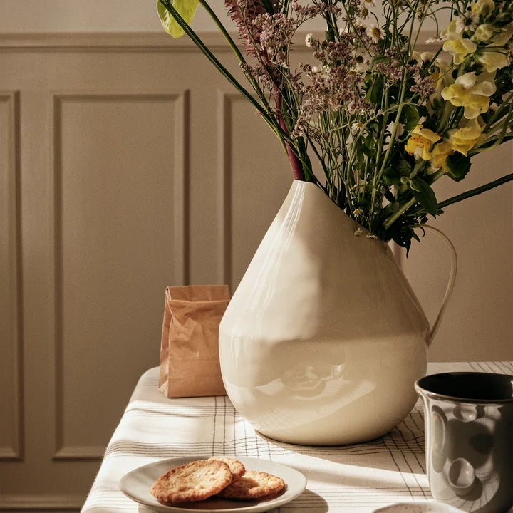 Broste Copenhagen - Rosario Vase, Ø 20 x 25 cm, crème