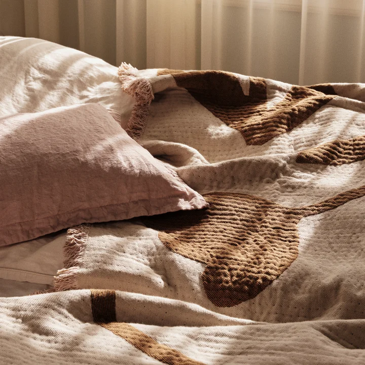 Broste Copenhagen - Rosita Couverture, 130 x 180 cm, golden brown / mauve pink