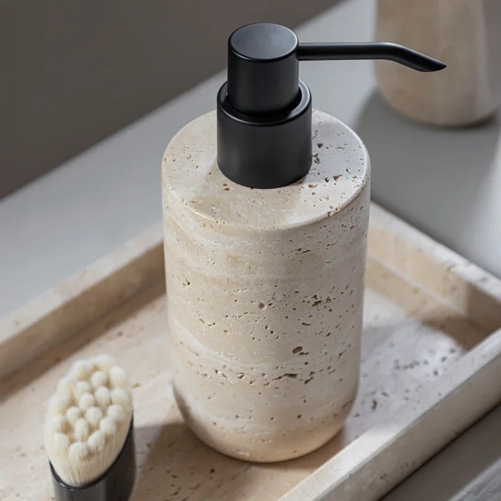 Mette Ditmer - Distributeur de savon Travertine, tall, lin