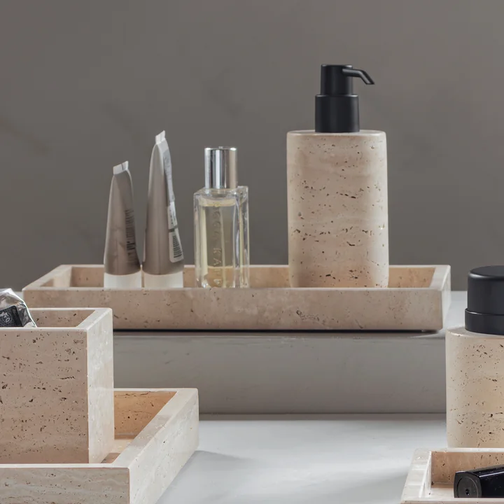 Mette Ditmer - Distributeur de savon Travertine, tall, lin