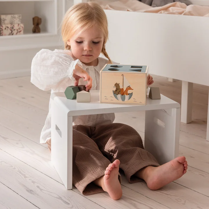 Sebra - Tabouret marchepied pour enfants, H 24 cm, blanc