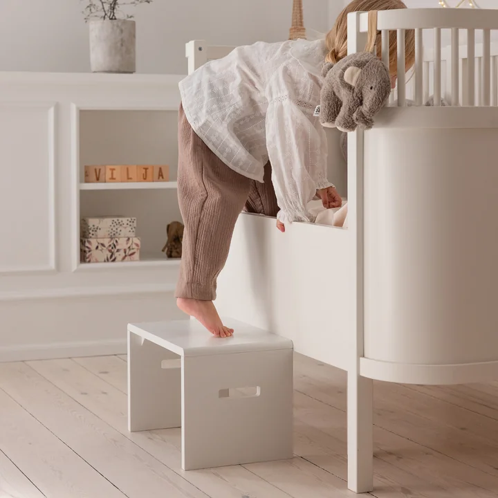 Sebra - Tabouret marchepied pour enfants, H 24 cm, blanc