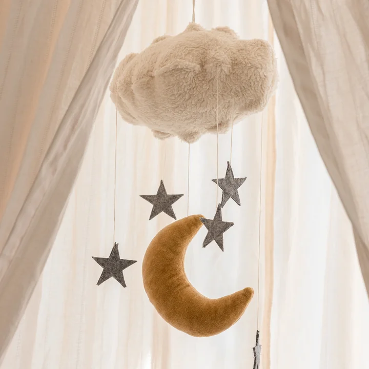 Sebra - Mobile pour bébé Moon & Stars, beige