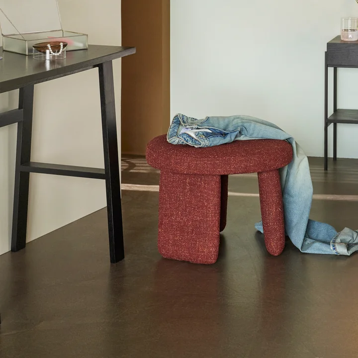 Hübsch Interior - Rocco Pouf, rouge