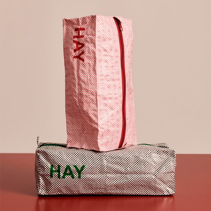 HAY - Candy Mono Trousse de toilette, boîte, gris et rose clair