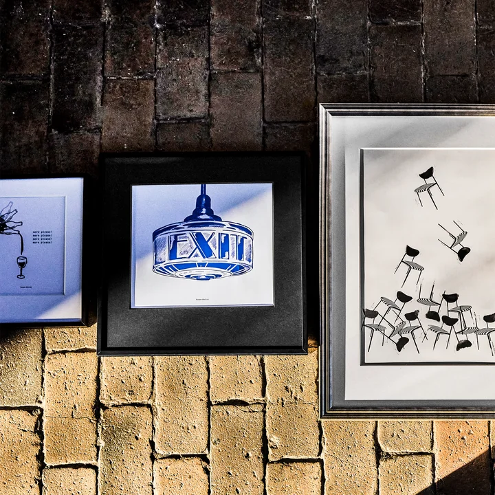 House Doctor - Tableau mural Exit, 40 x 40 cm, bleu foncé