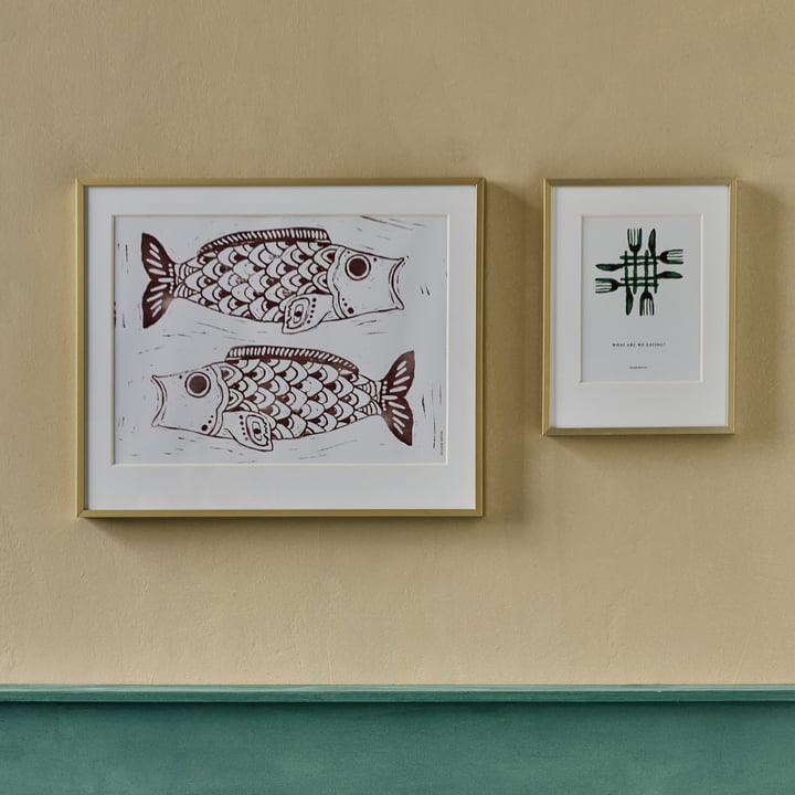 House Doctor - Tableau mural Fish, 50 x 40 cm, bordeaux