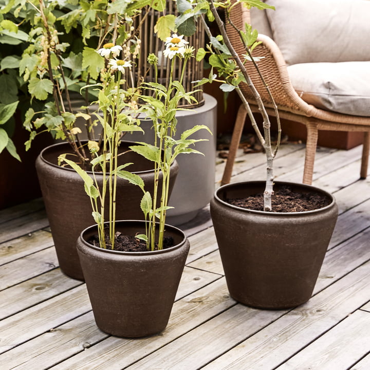 House Doctor - Funnel Pot de fleurs, brun (set de 3)
