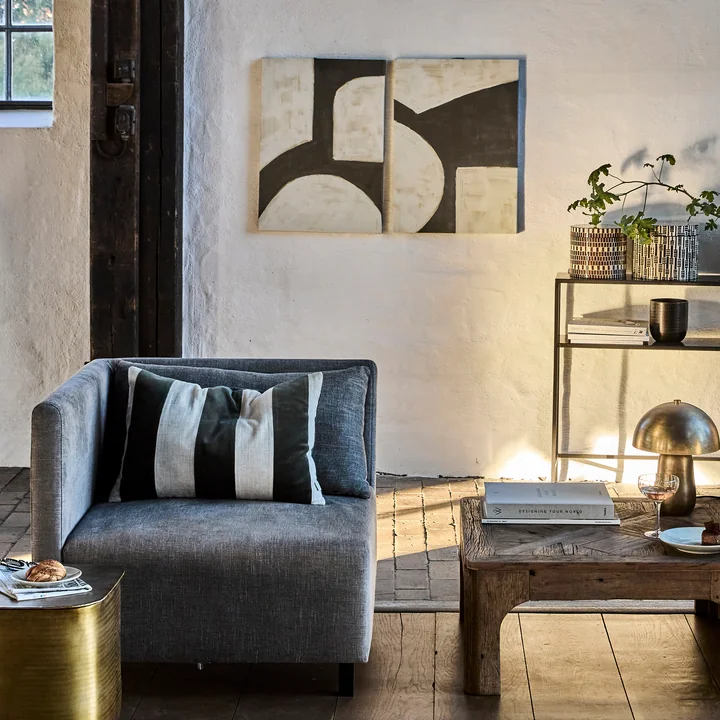 House Doctor - Tableau mural Hape, 50 x 70 cm, noir / blanc cassé (lot de 2)