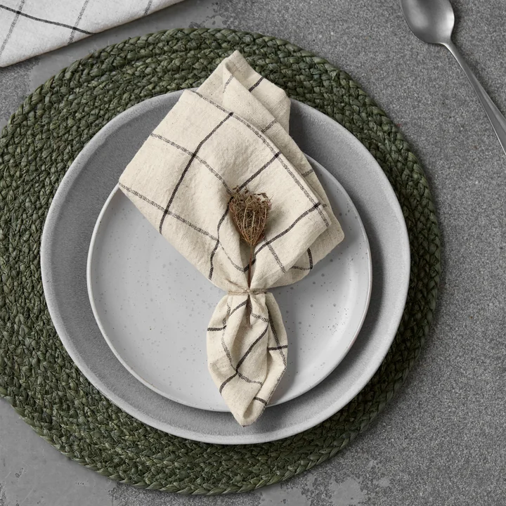 House Doctor - Join Serviettes, noir / blanc cassé