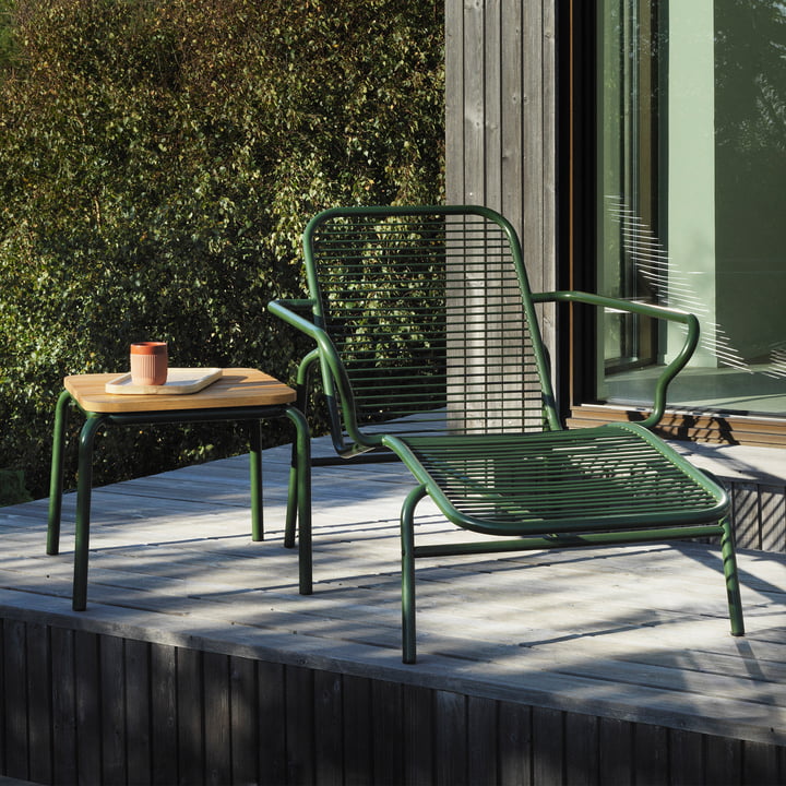 Normann Copenhagen - Vig Chaise longue, vert foncé, Table d'appoint, vert foncé / robinier