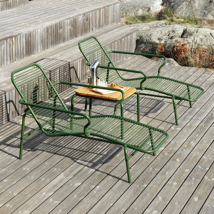 Normann Copenhagen - Vig Chaise longue, vert foncé, Table d'appoint, vert foncé / robinier