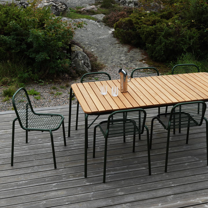Normann Copenhagen - Vig Table, 90 x 200 cm, vert foncé / robinier, Vig chaise, vert foncé