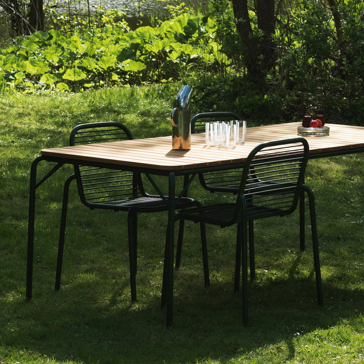 Normann Copenhagen - Vig Table, 90 x 200 cm, vert foncé / robinier, Vig chaise, vert foncé