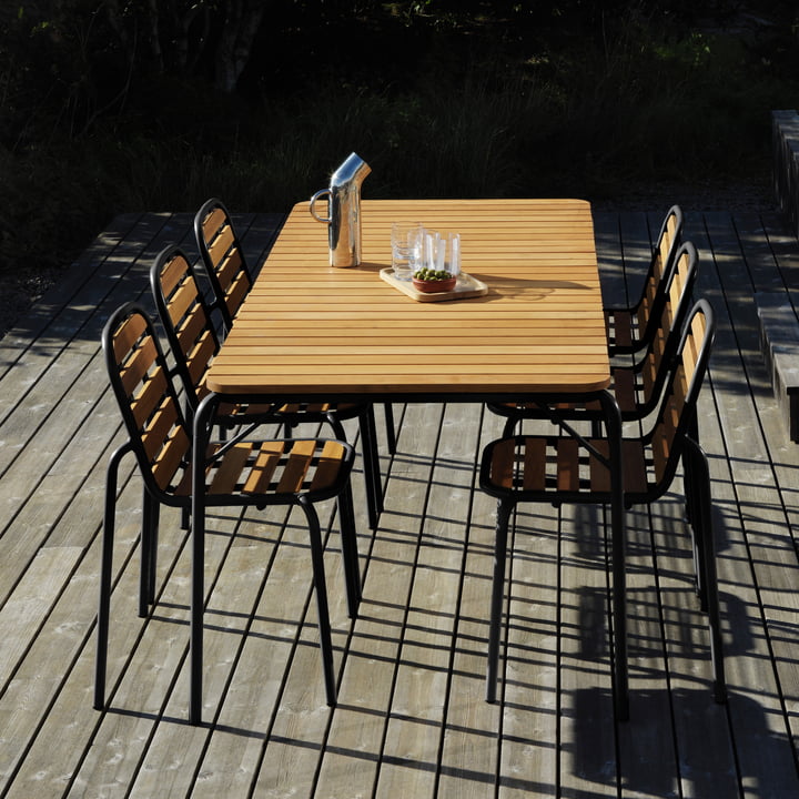 Normann Copenhagen - Vig Table, 90 x 200 cm, Vig chaise, noir / robinier