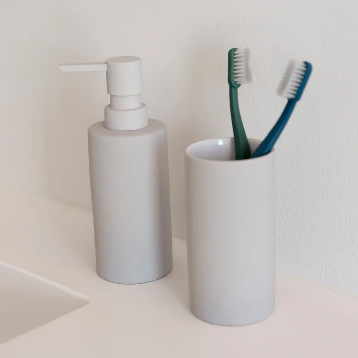 Zone Denmark - Solo Gobelet pour dentifrice et distributeur de savon, soft grey