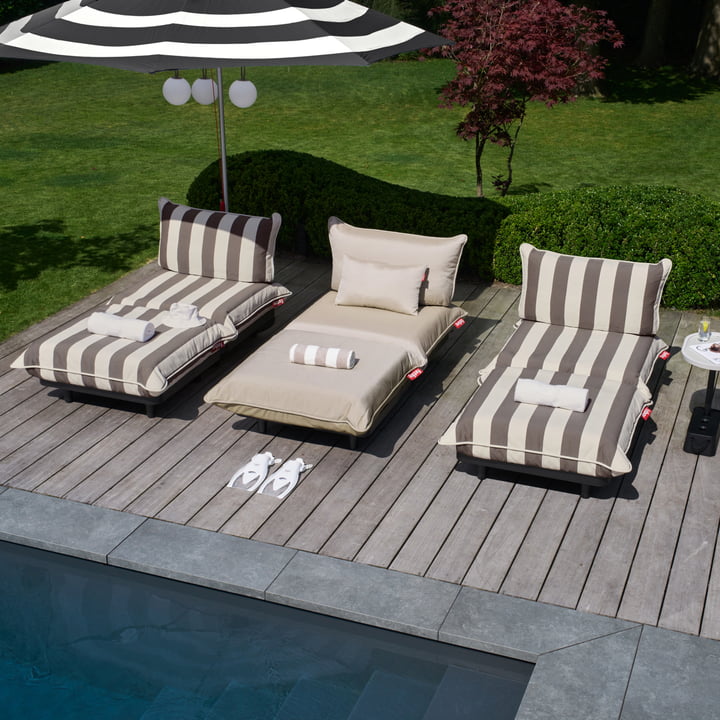Fatboy - Paletti Outdoor Daybed, blanc / cacao rayé