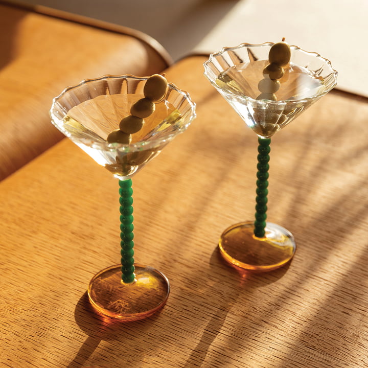 & klevering - Coupe Perle verre à cocktail, vert (set de 2)