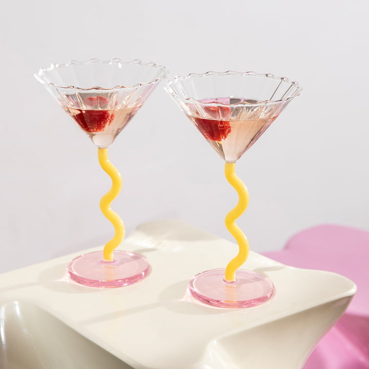 & klevering - Coupe Curve Verre à cocktail, caramel (set de 2)