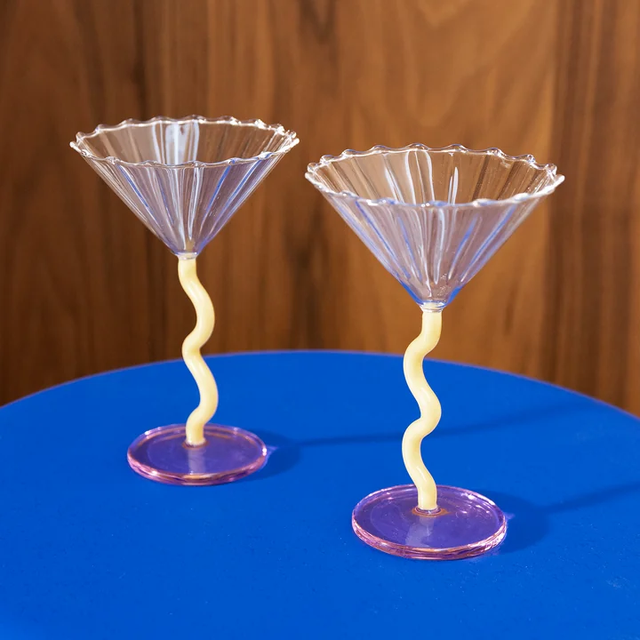 & klevering - Coupe Curve Verre à cocktail, caramel (set de 2)