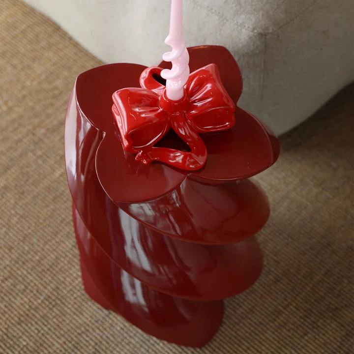 & klevering - Marshmallow table d'appoint 39,5 x Ø 29 cm, bourgogne