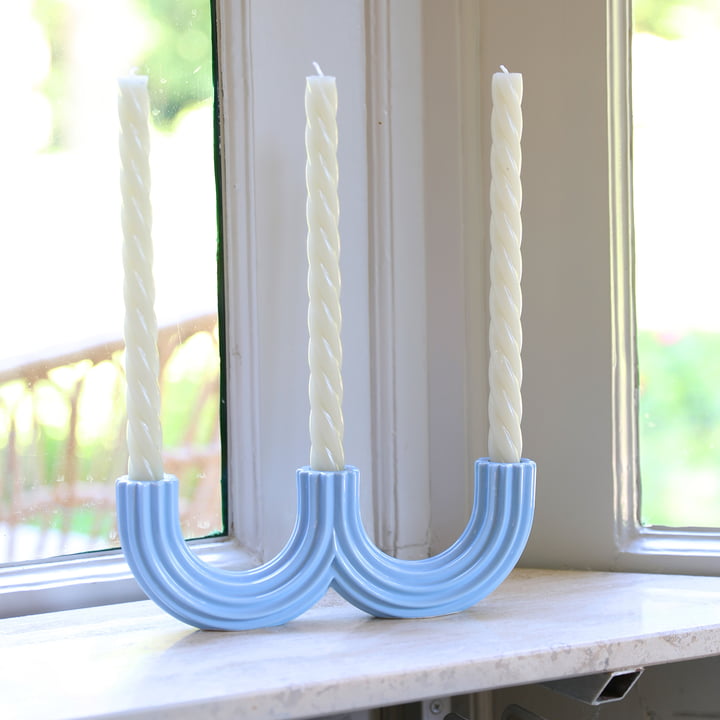 & klevering - Churros Bougeoir 27 x 4 x 9 cm, bleu clair