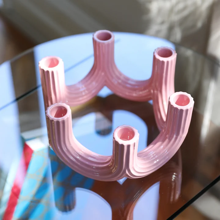 & klevering - Churros Bougeoir 11 x Ø 23,5 cm, rose